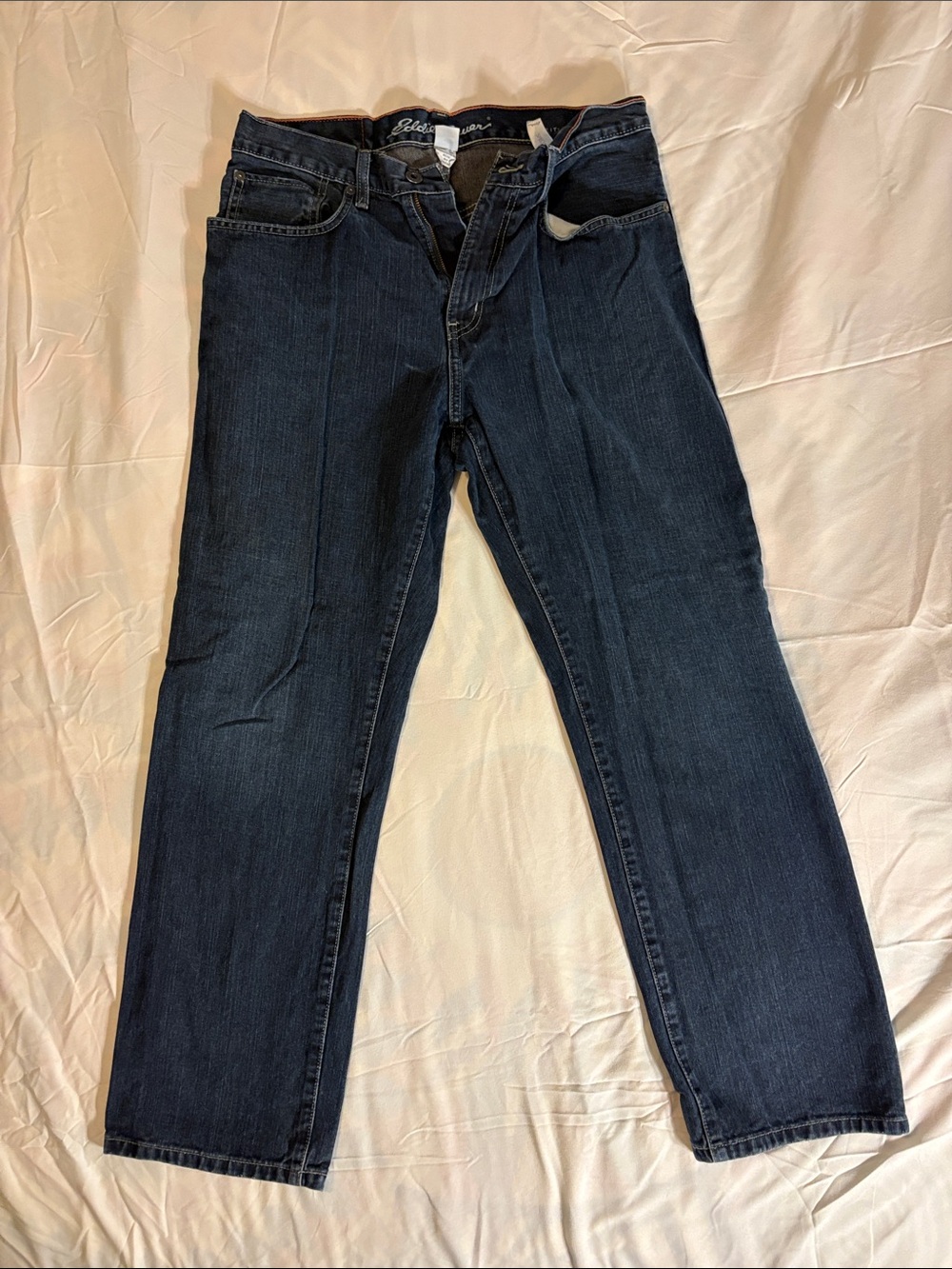Eddie Bauer Men's Dark Blue Straight-Leg Relaxed Jeans